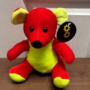 Toy Factory Toy Works Mouse Bright Red Yellow Plush Stuffed Animal 7" NWT